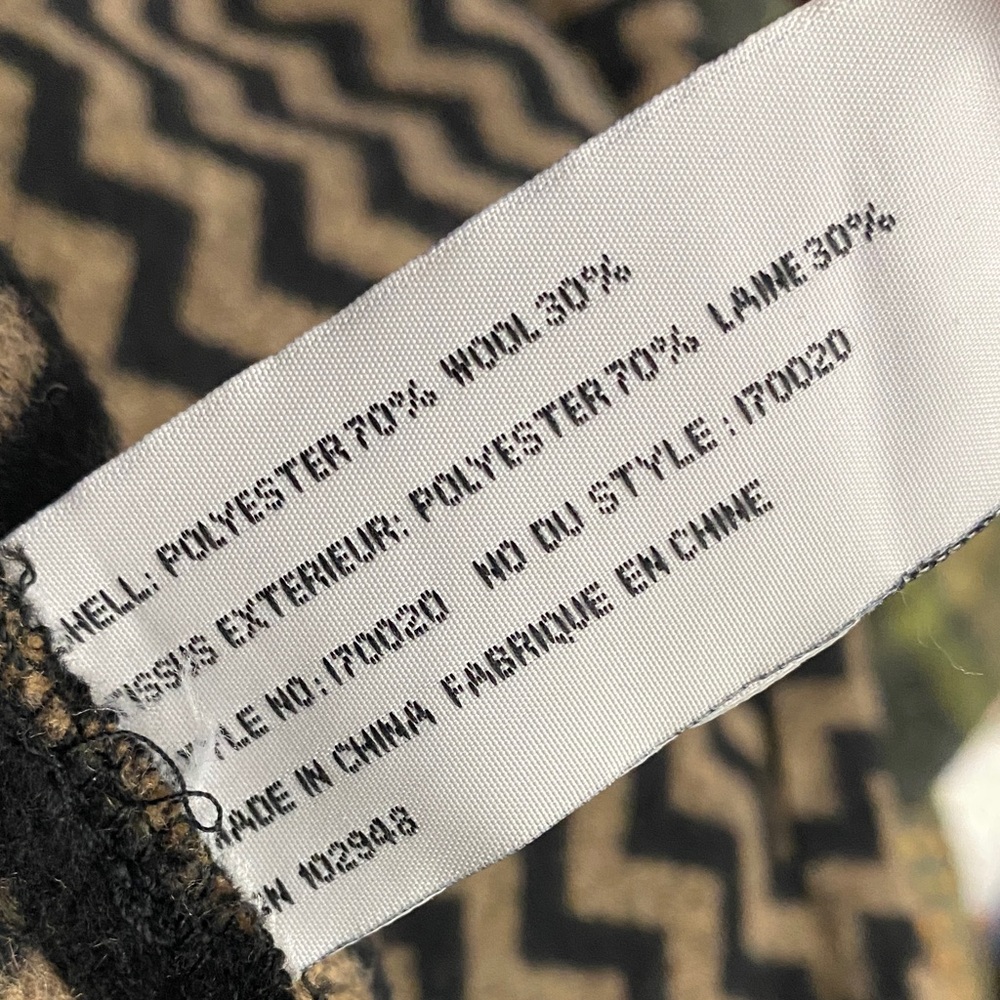 Anthropologie Tulle Wool Black and Tan Chevron Trench Coat - Picture 5 of 9